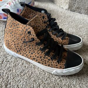 Leopard Print High-Top Sneakers